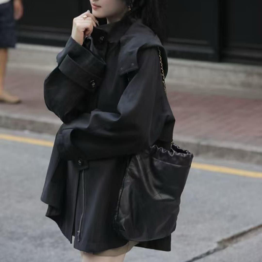 2026 영국식 바람 바람막이 여성 가을 겨울 새로운 작은 키 디자인 센스 루즈핏 후드 망토 재킷 상세 이미지 10