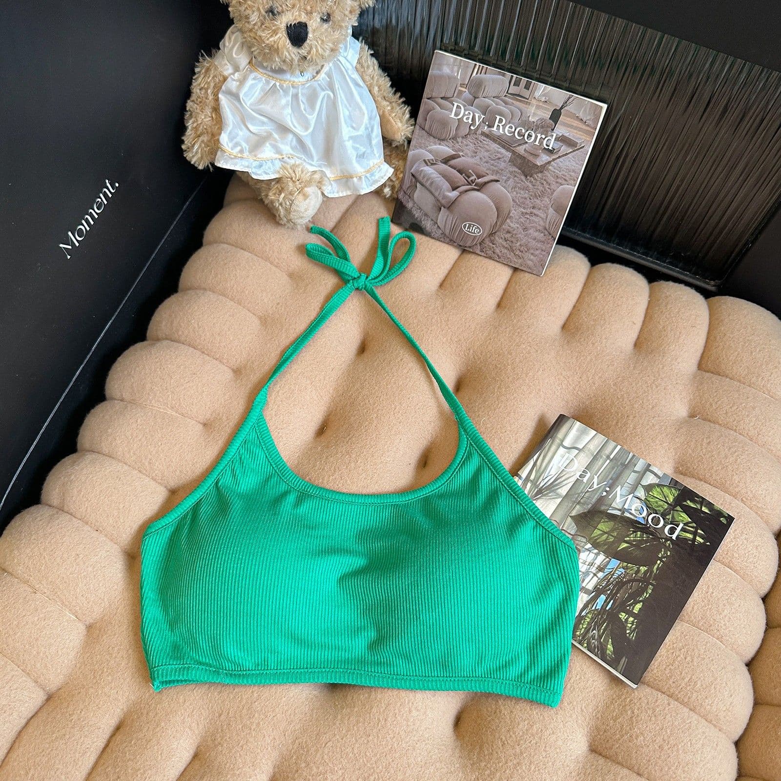 해변 휴가 바람 섹시함 스트랩 행침 목 캐미솔 여름 인사이드 가져 가라. 쇼트 스타일 벨트 가슴 패드 요추 배 맨위 상세 이미지 8