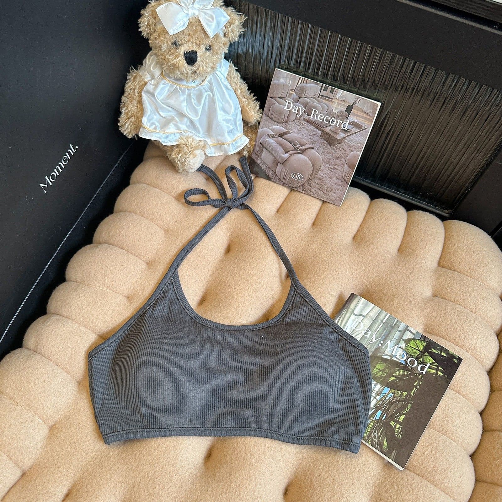 해변 휴가 바람 섹시함 스트랩 행침 목 캐미솔 여름 인사이드 가져 가라. 쇼트 스타일 벨트 가슴 패드 요추 배 맨위 상세 이미지 10