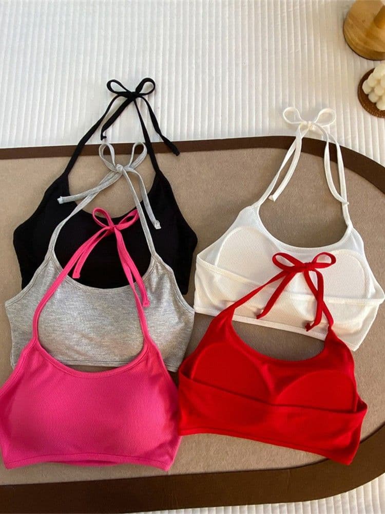 해변 휴가 바람 섹시함 스트랩 행침 목 캐미솔 여름 인사이드 가져 가라. 쇼트 스타일 벨트 가슴 패드 요추 배 맨위 상세 이미지 11