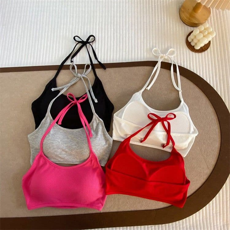 해변 휴가 바람 섹시함 스트랩 행침 목 캐미솔 여름 인사이드 가져 가라. 쇼트 스타일 벨트 가슴 패드 요추 배 맨위 상세 이미지 18