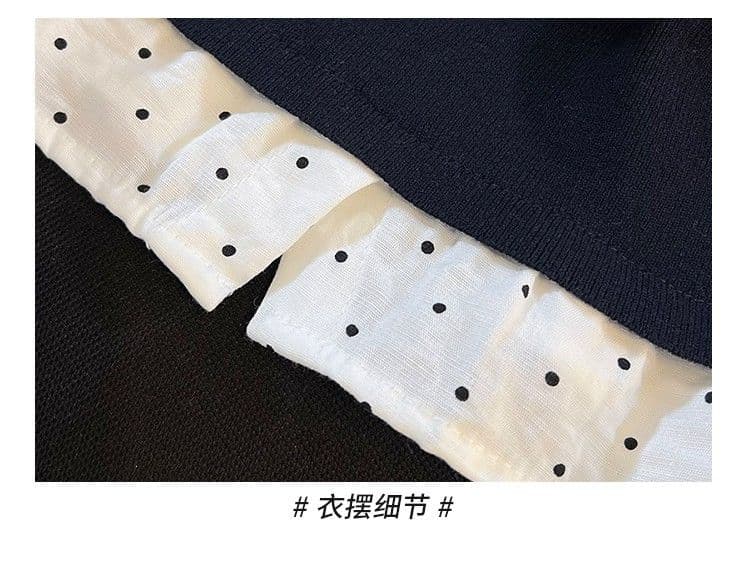 순면 여름 새로운 도트 무늬 베이비 칼라 페이크 레이어드 반팔 여성 작은 대중 디자인 센스 몸매 가꾸기 쇼트 스타일 맨위 상세 이미지 21