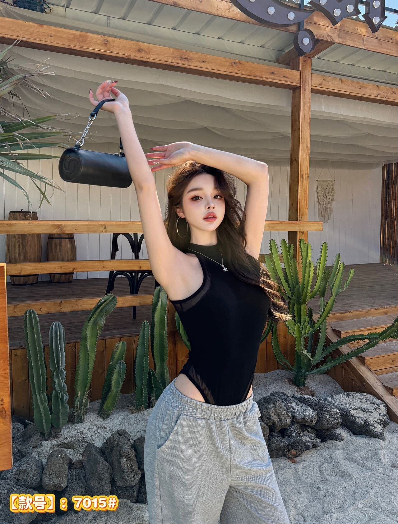 사람들 면 패치워크 망사 민소매 행침 목 캐미솔 여름 망사 패치워크 몸매 가꾸기 보라색 올인원 의류 상세 이미지 10