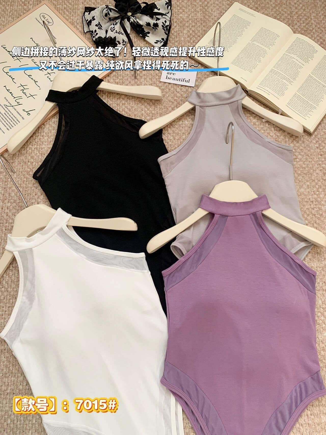 사람들 면 패치워크 망사 민소매 행침 목 캐미솔 여름 망사 패치워크 몸매 가꾸기 보라색 올인원 의류 상세 이미지 17