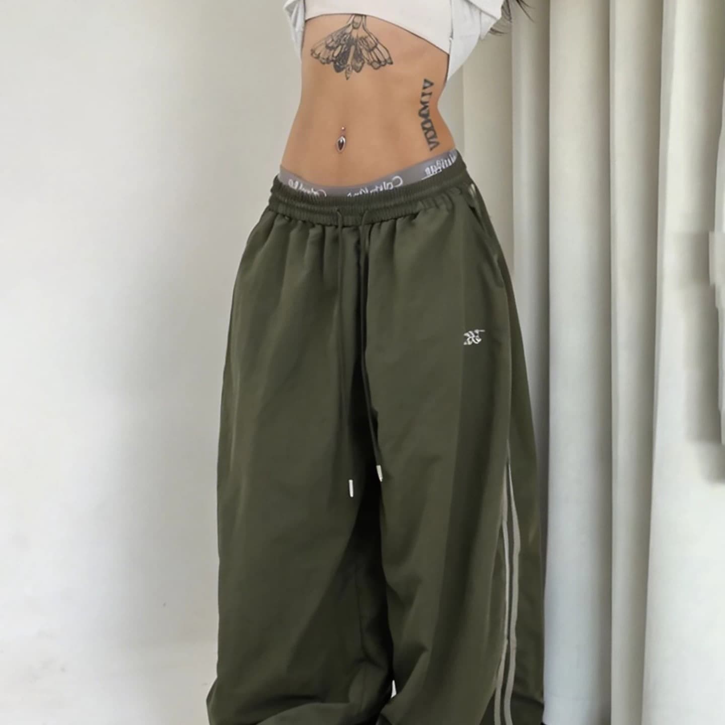 거리 풍속 건조한 워크웨어 팬츠 여성 루즈핏 hiphop 재즈 댄스 와이드 레그 팬츠 이미지 5