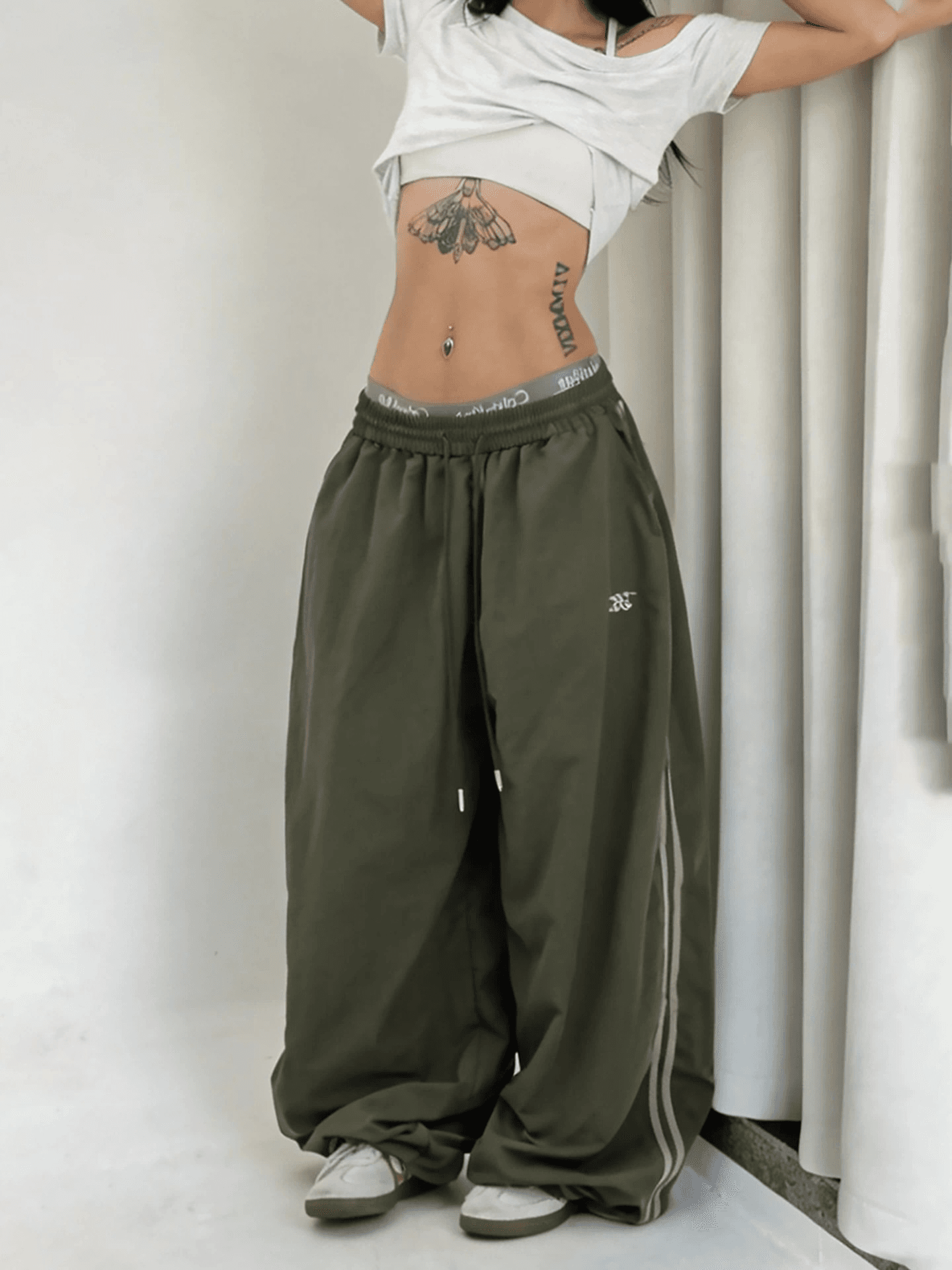 거리 풍속 건조한 워크웨어 팬츠 여성 루즈핏 hiphop 재즈 댄스 와이드 레그 팬츠 상세 이미지 5