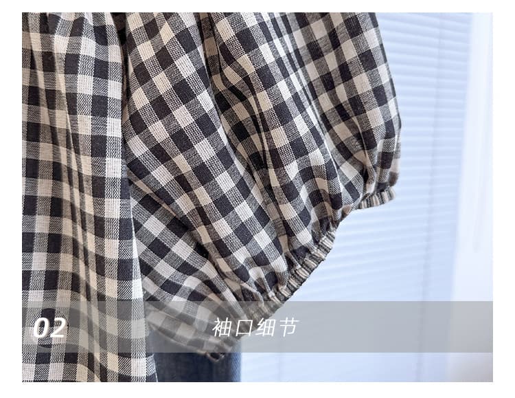 실사 여름 드레스 새로운 빅 사이즈 여성 의류 루즈핏 레이스 측면 색상 버클 면 린넨 셔츠 인형 셔츠 상세 이미지 4