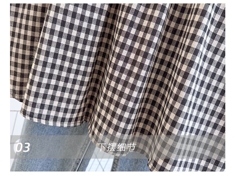 실사 여름 드레스 새로운 빅 사이즈 여성 의류 루즈핏 레이스 측면 색상 버클 면 린넨 셔츠 인형 셔츠 상세 이미지 5