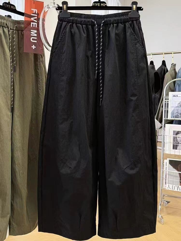 가을 의상 새로운 빅 사이즈 여성 의류 한국 스타일 느긋한 바람 느슨함 센스 바지 루즈핏 캐주얼 바지 넓은 다리 배기 바지 상세 이미지 8