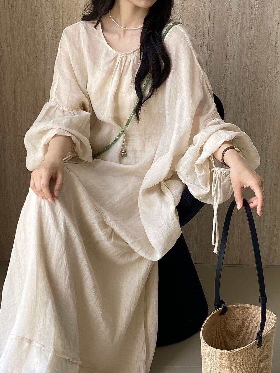 2026 빅 사이즈 여성 의류 프랑스식 패션 바람 라미 벌룬 소매 셔츠 느긋한 맨위 태양 보호 셔츠 상세 이미지 3