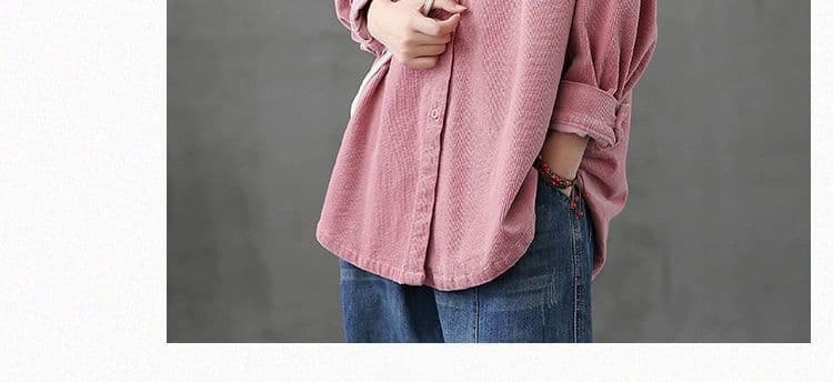 가을 의상 새로운 문예 레트로 코듀로이 긴팔 여성 셔츠 외출용 다용도 캐주얼 셔츠 재킷 상세 이미지 7