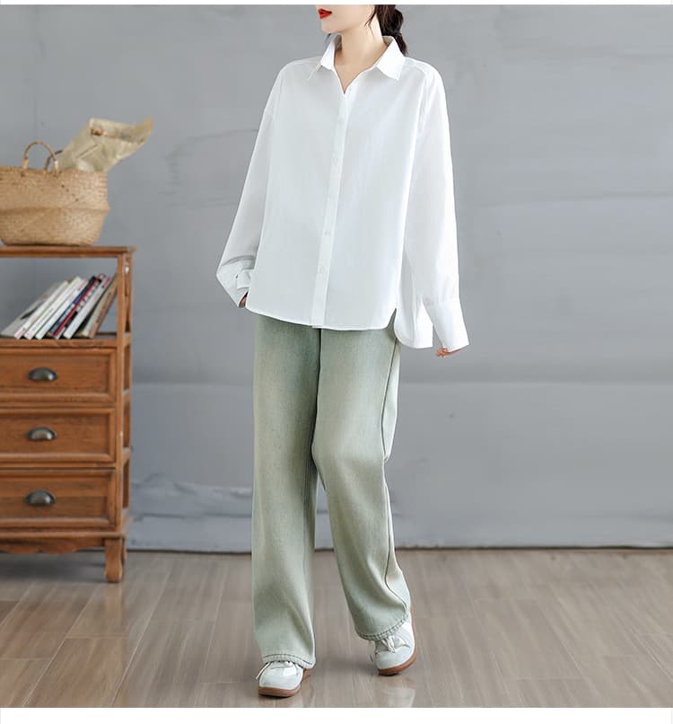 실사 2026 이른 봄 한국 스타일 한 부서 느긋한 바람 루즈핏 캐주얼 순면 긴팔 셔츠 프로필 모양 품격 맨위 상세 이미지 22