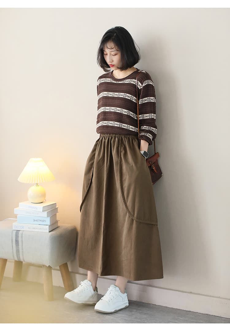 가을 겨울 의류 반신 스커트 여성 루즈핏 슬림해 보이는 캐주얼 다용도 가을 한 마디 대 치마 우산 치마 상세 이미지 11