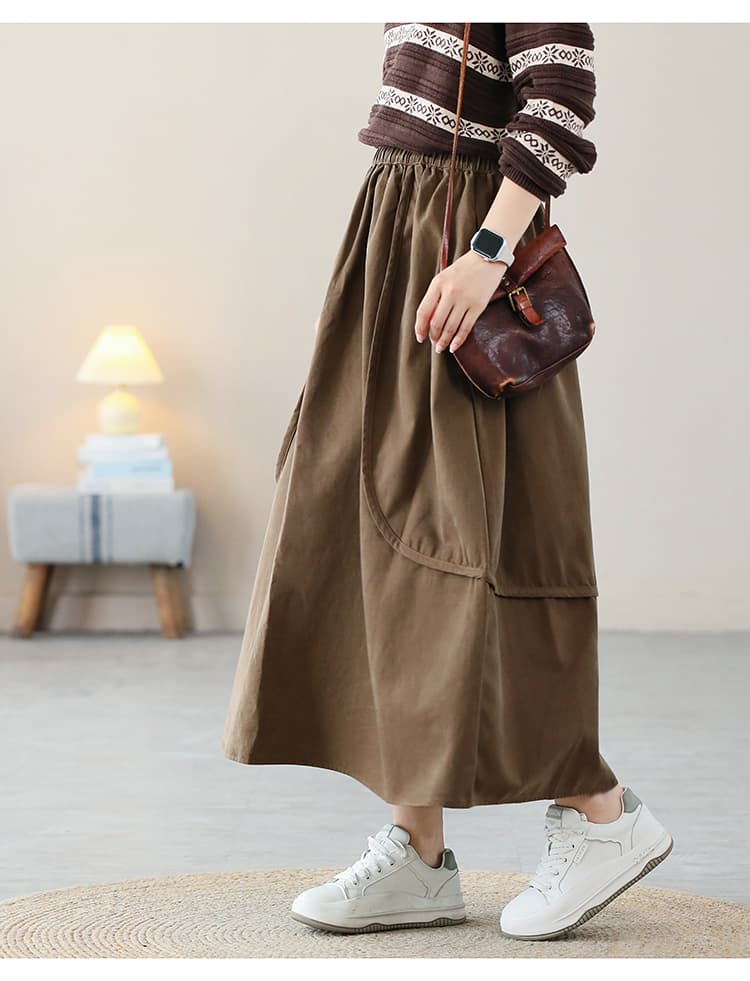 가을 겨울 의류 반신 스커트 여성 루즈핏 슬림해 보이는 캐주얼 다용도 가을 한 마디 대 치마 우산 치마 상세 이미지 15