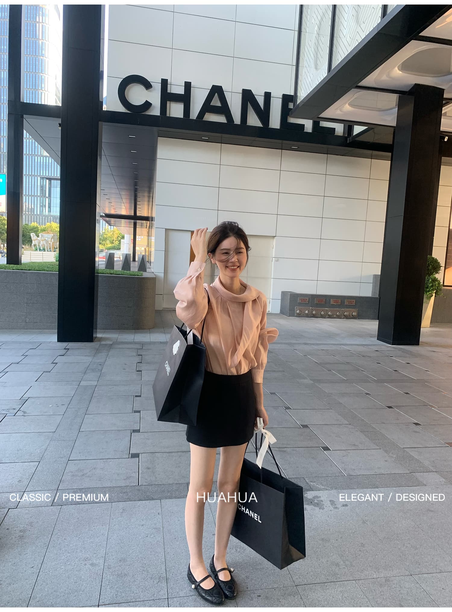 가을 의상 다용도 여성 유럽 니켈 한 부서 라운드 넥 리본 칼라 패션 핑크색 품격 긴팔 여성 셔츠 상세 이미지 4