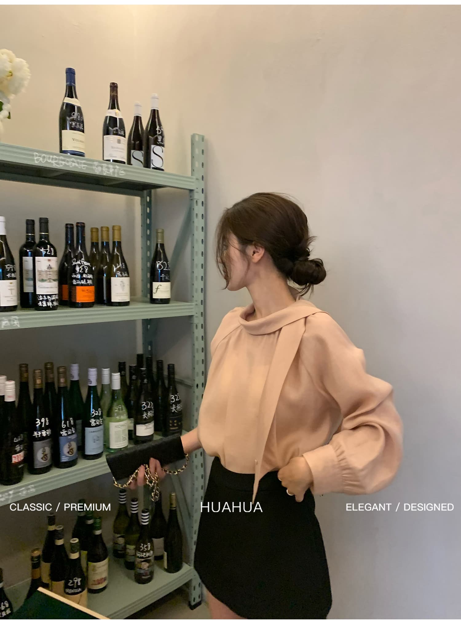 가을 의상 다용도 여성 유럽 니켈 한 부서 라운드 넥 리본 칼라 패션 핑크색 품격 긴팔 여성 셔츠 상세 이미지 10