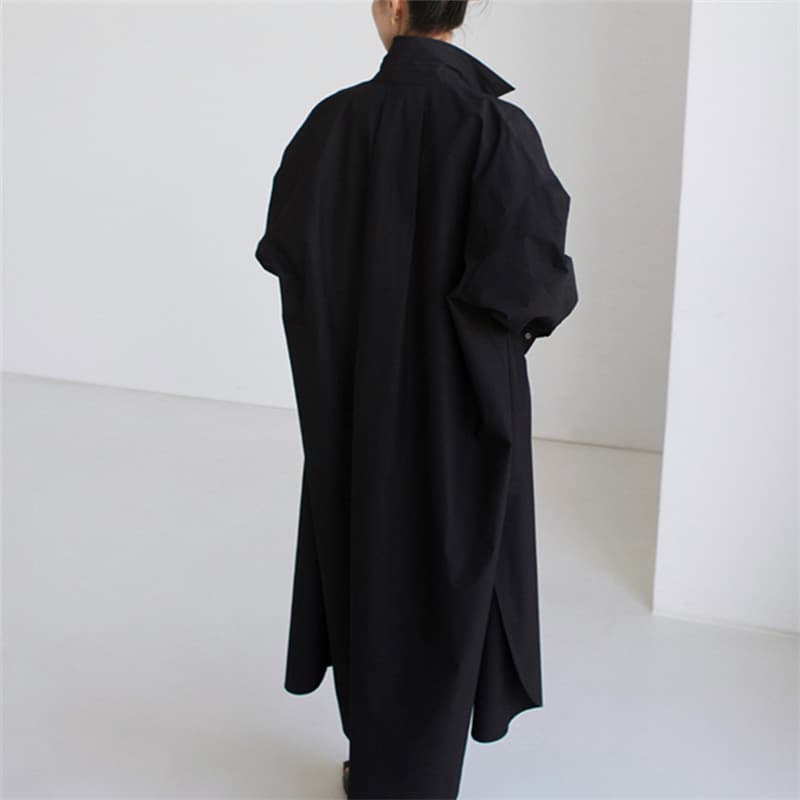 가을 의상 새로운 한국 chic 느긋한 바람 스탠드 칼라 싱글 줄 버튼 면 린넨 캐주얼 중간 길이 재킷 상세 이미지 5
