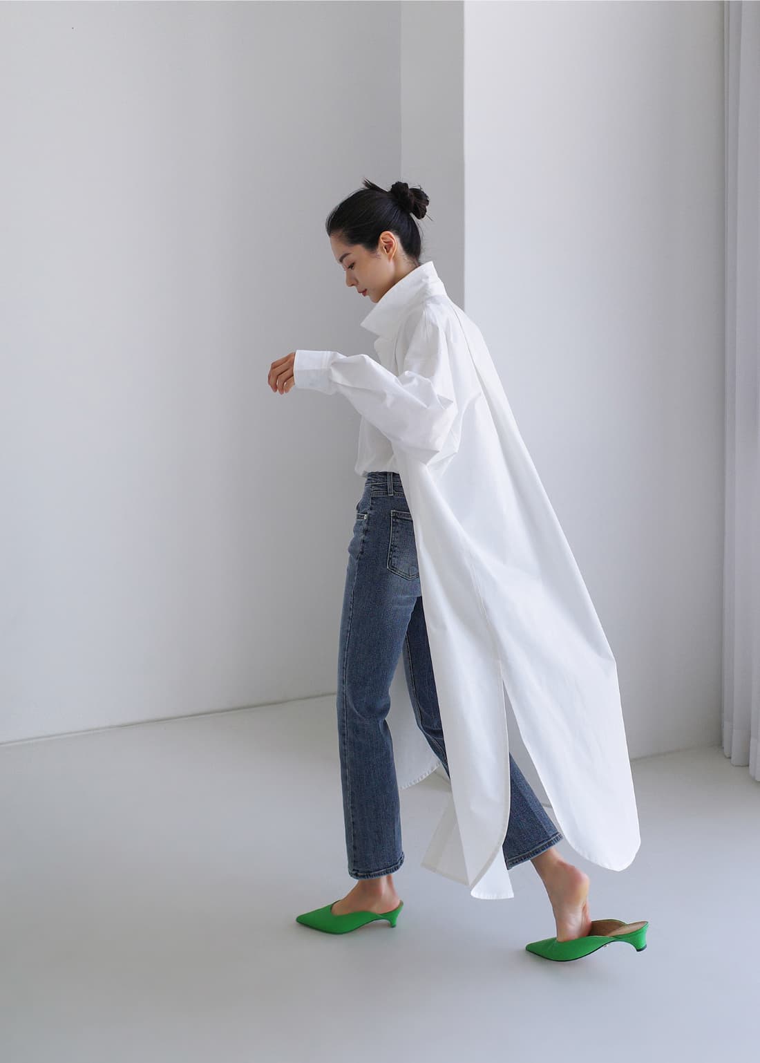 가을 의상 새로운 한국 chic 느긋한 바람 스탠드 칼라 싱글 줄 버튼 면 린넨 캐주얼 중간 길이 재킷 상세 이미지 7