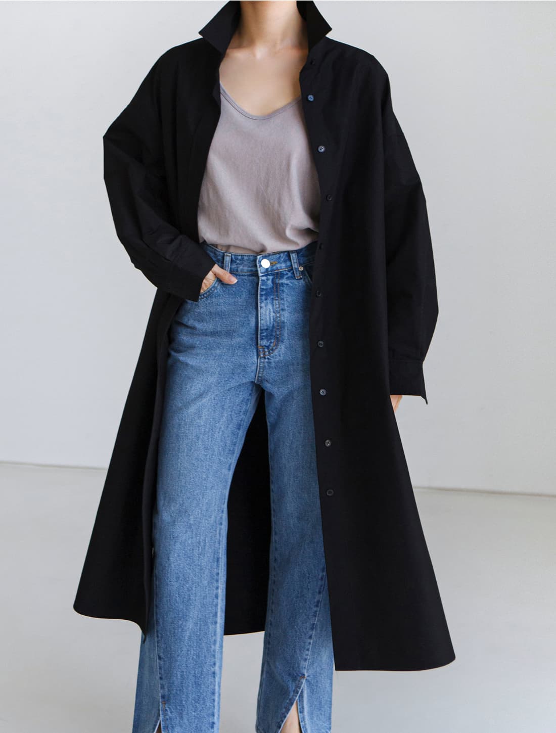 가을 의상 새로운 한국 chic 느긋한 바람 스탠드 칼라 싱글 줄 버튼 면 린넨 캐주얼 중간 길이 재킷 상세 이미지 23