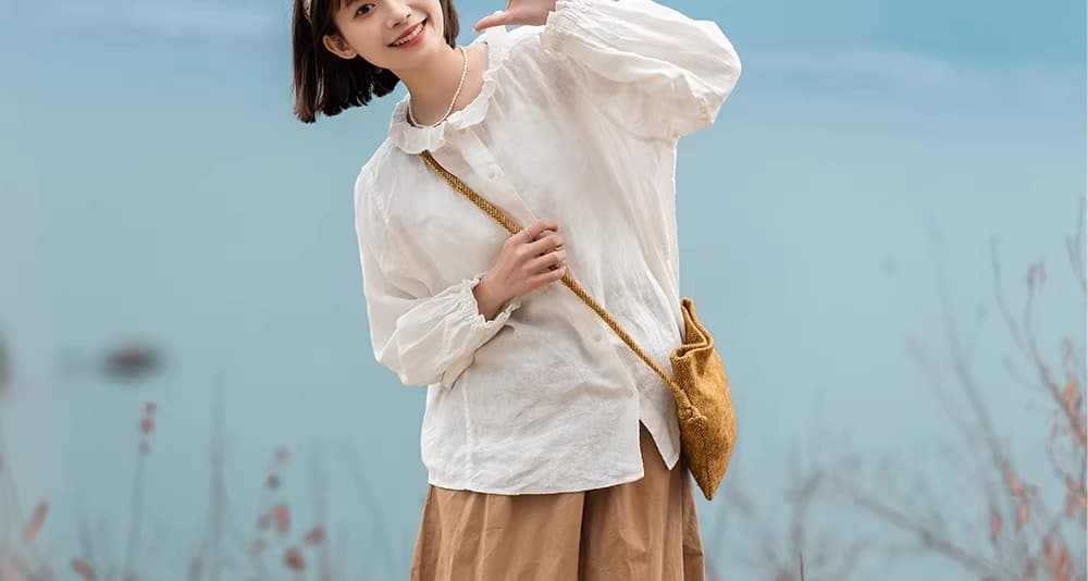 가을 의상 새로운 화이트 셔츠 긴팔 여성 의류 루즈핏 프릴 맨위 Chic 프랑스식 셔츠 상세 이미지 39