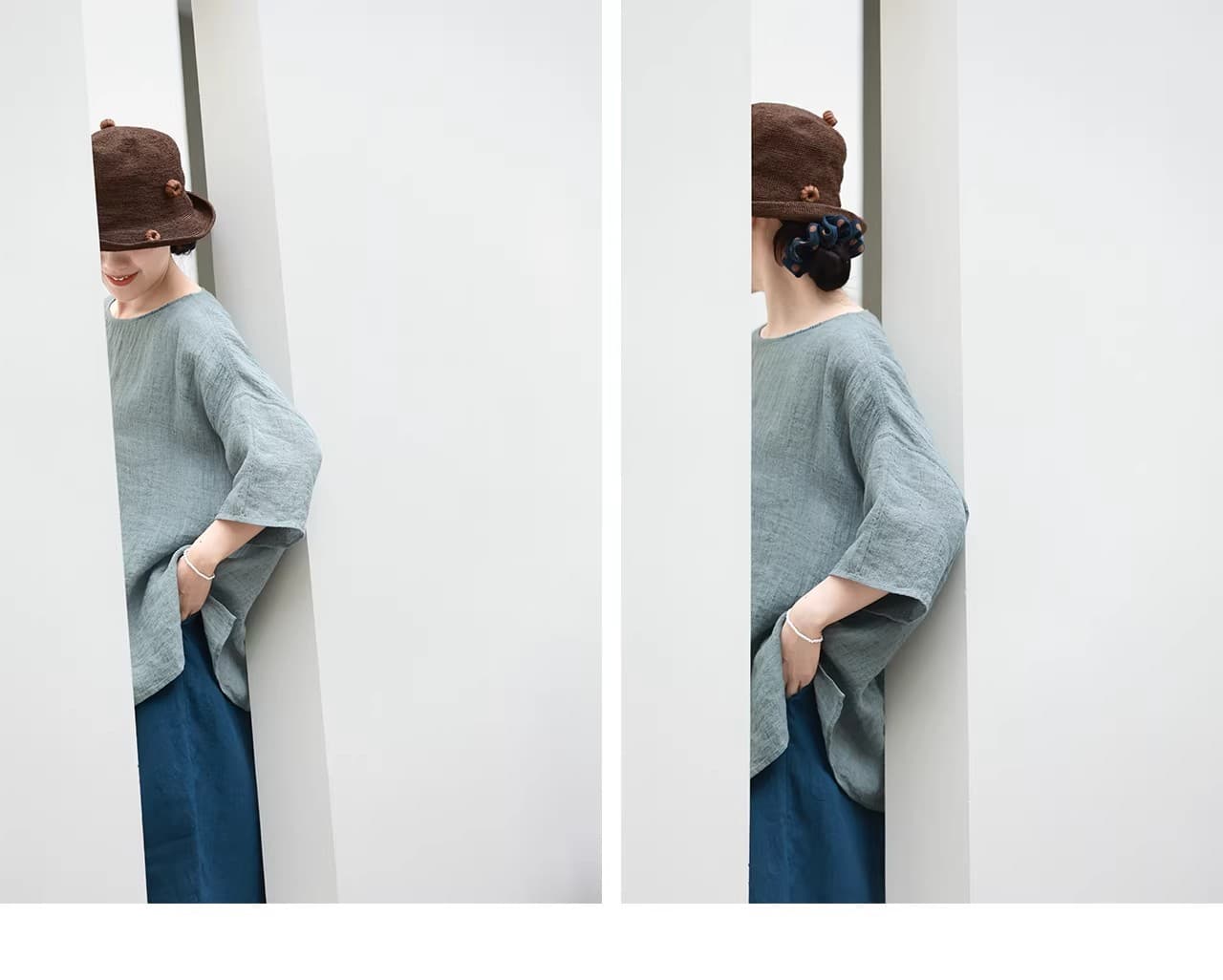 여름 드레스 새로운 빅 사이즈 여성 의류 얇은 스타일 편안함 면 린넨 주름 셔츠 루즈핏 풀오버 셔츠 상세 이미지 16
