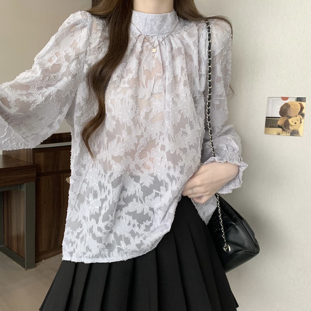 실사 여름 드레스 새로운 빅 사이즈 여성 의류 고급 센스 패션 다용도 품격 셔츠 긴팔 레이스 셔츠 맨위 상세 이미지 48