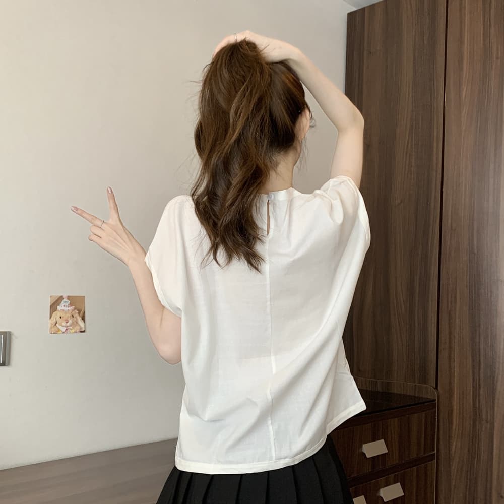 실사 여름 드레스 새로운 일본식 레트로 아마 빅 사이즈 여성 의류 빛 럭셔리 미니멀리즘 품격 문예 화이트 셔츠 상세 이미지 9