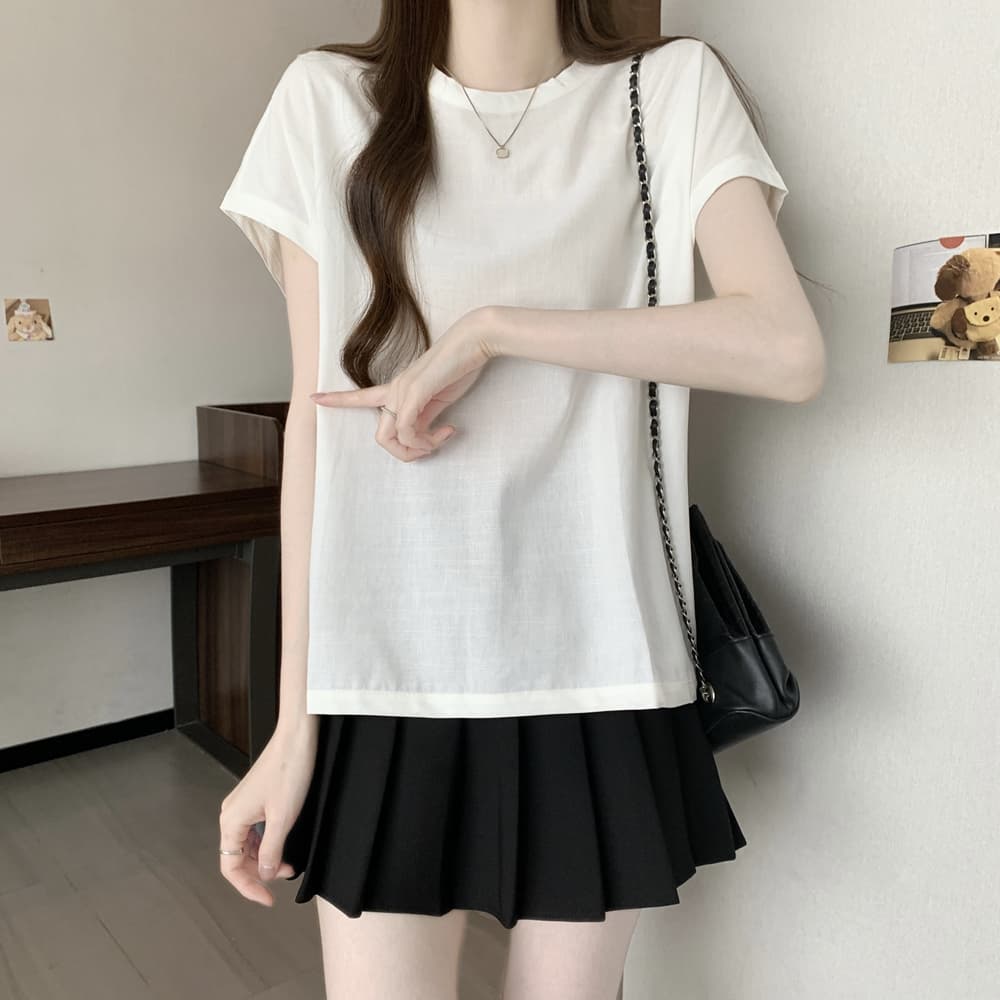 실사 여름 드레스 새로운 일본식 레트로 아마 빅 사이즈 여성 의류 빛 럭셔리 미니멀리즘 품격 문예 화이트 셔츠 상세 이미지 10