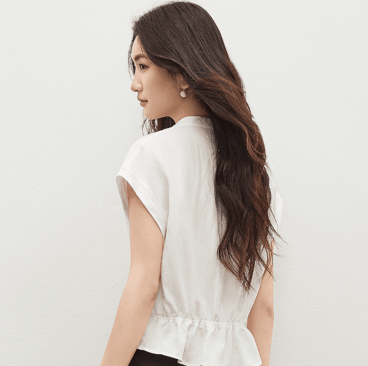 여름 드레스 새로운 여성 셔츠 등 허리 밴딩 디자인 몸매 가꾸기 Feifei 소매 셔츠 이미지 2