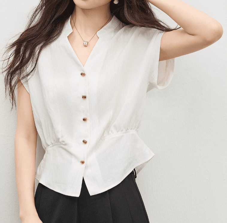 여름 드레스 새로운 여성 셔츠 등 허리 밴딩 디자인 몸매 가꾸기 Feifei 소매 셔츠 이미지 3