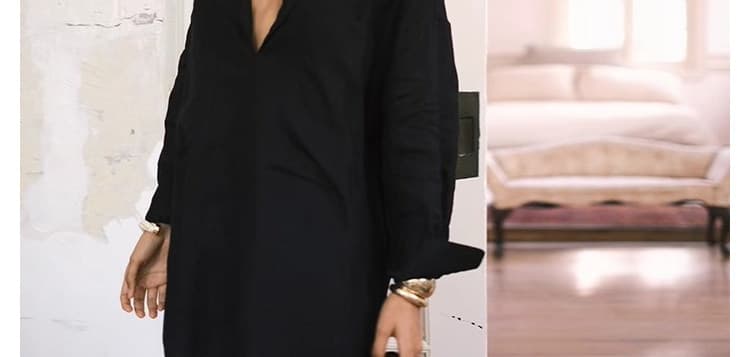 가을 의상 새로운 빅 사이즈 워시 물 아마 루즈핏 셔츠 드레스 세련된 작은 대중 디자인 스타일 재킷 상세 이미지 30
