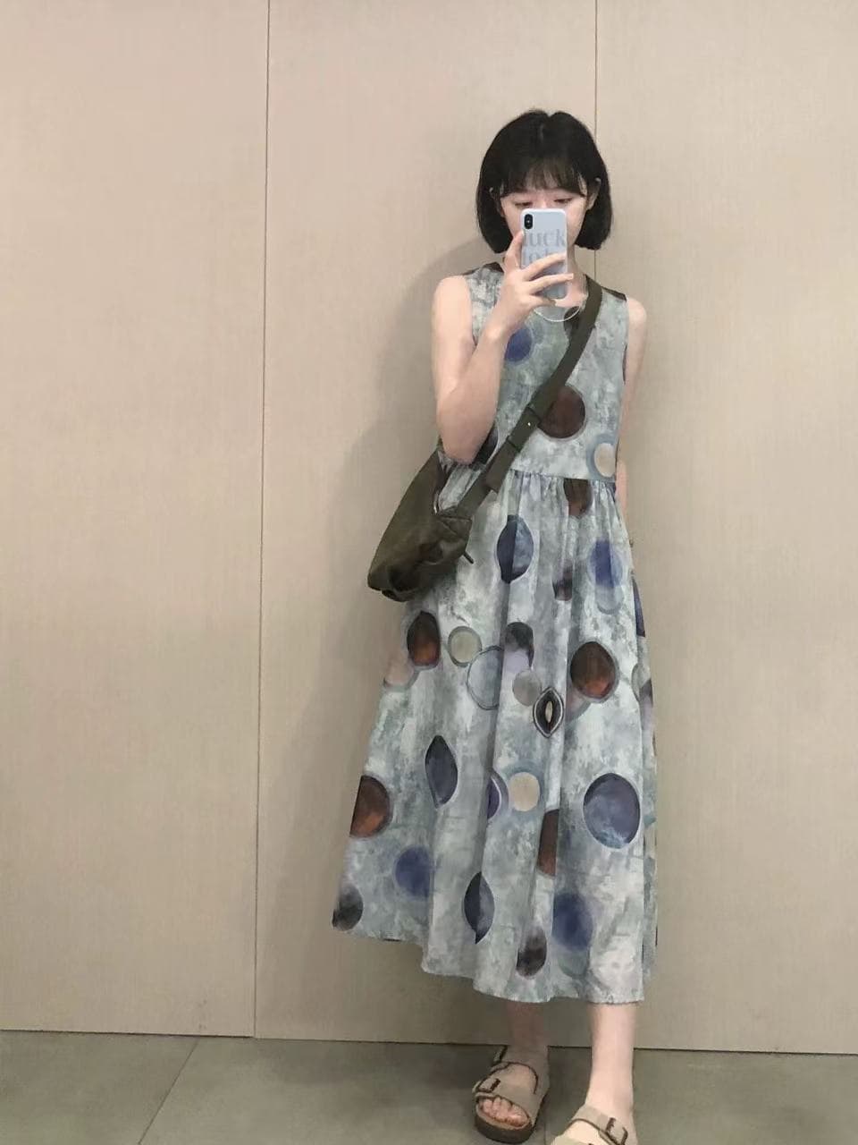 여름 드레스 새로운 달콤함 패션 프린트 여성 드레스 루즈핏 연령 감소 민소매 조끼 롱 스커트 상세 이미지 2