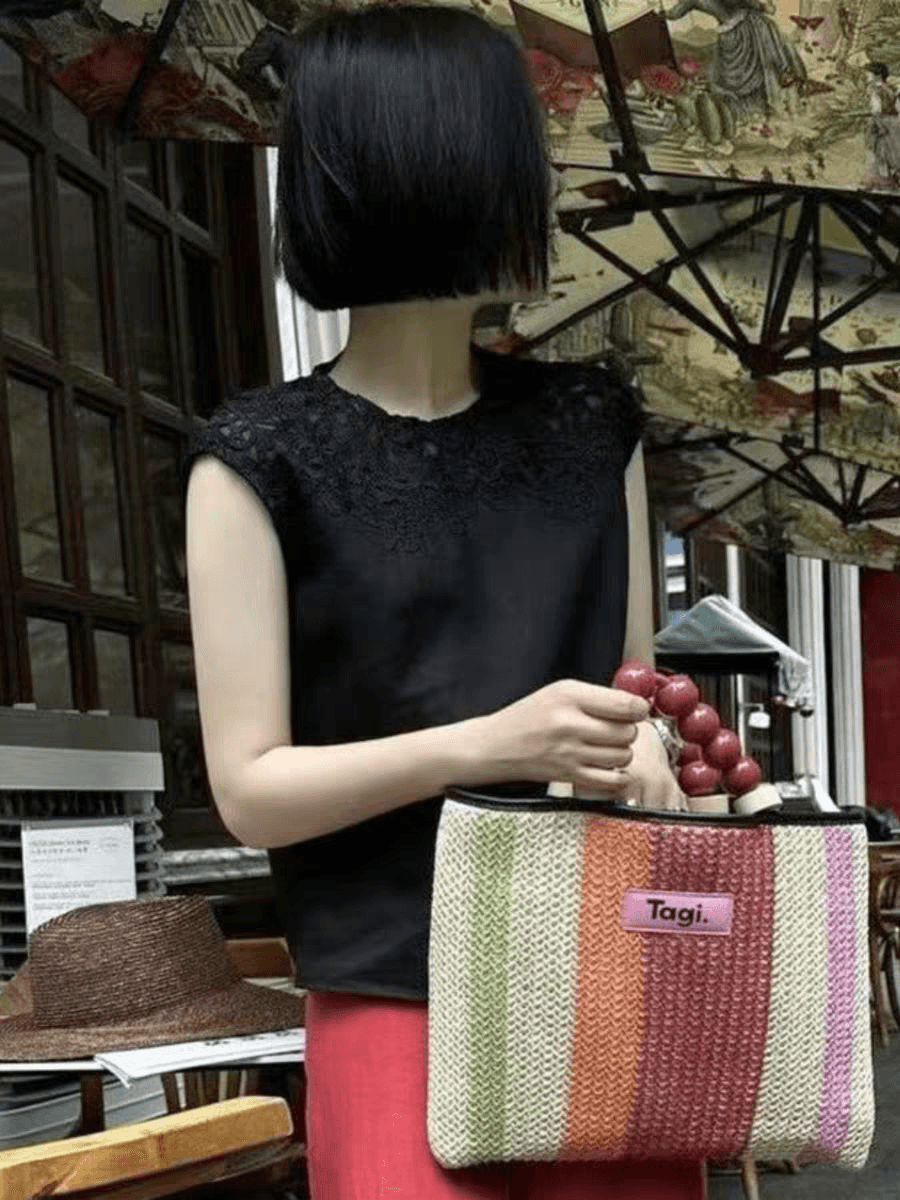 동대문 프랑스식 홀로우 아웃 아마 티셔츠 여성 여름 새로운 절묘한 작은 셔츠 레이스 셔츠 민소매 조끼 상세 이미지 3