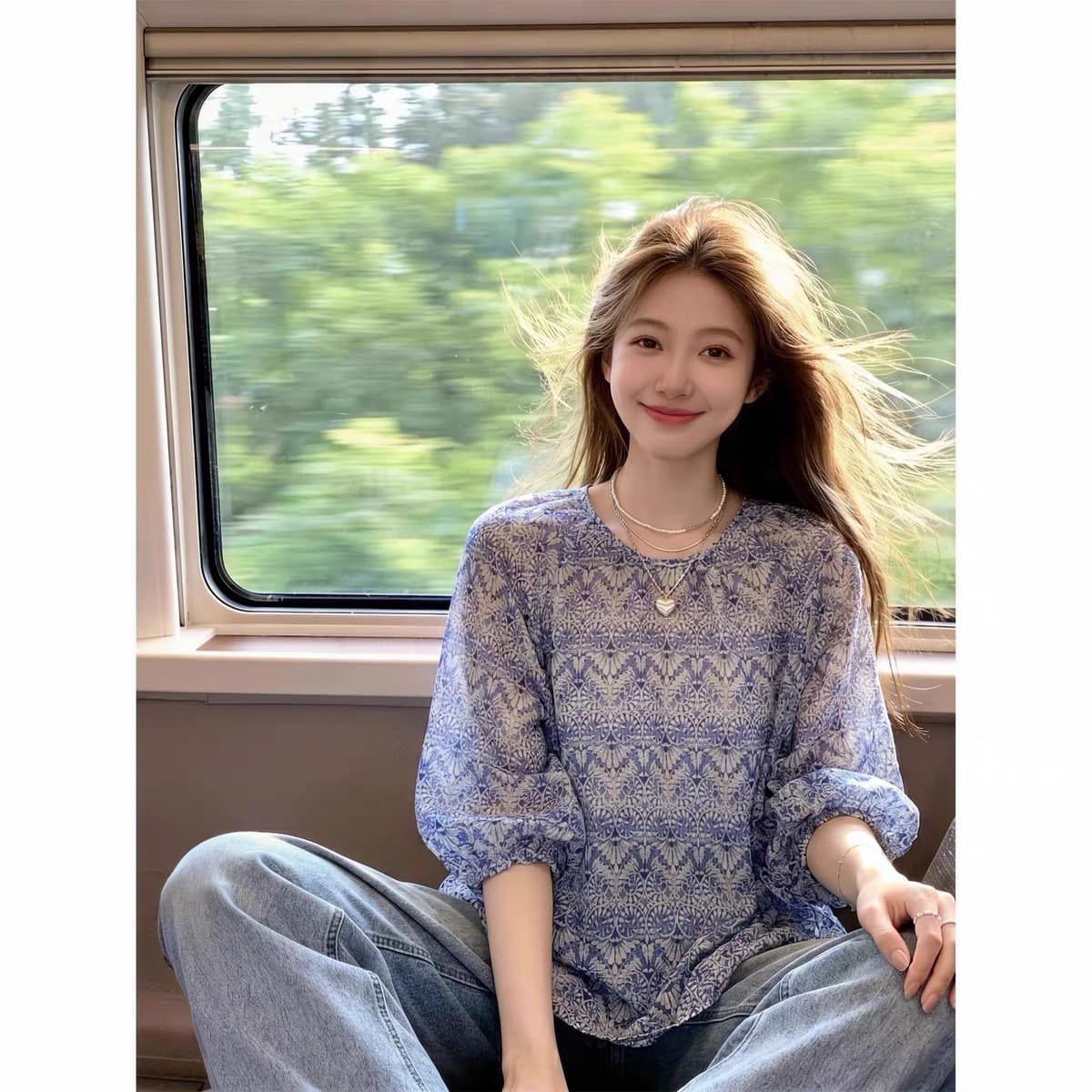 여름 드레스 새로운 레트로 꽃무늬 중간 소매 여성 셔츠 유럽 역 유럽 상품 여성 의류 디자인 센스 외국 가스 맨위 트렌디 상세 이미지 2
