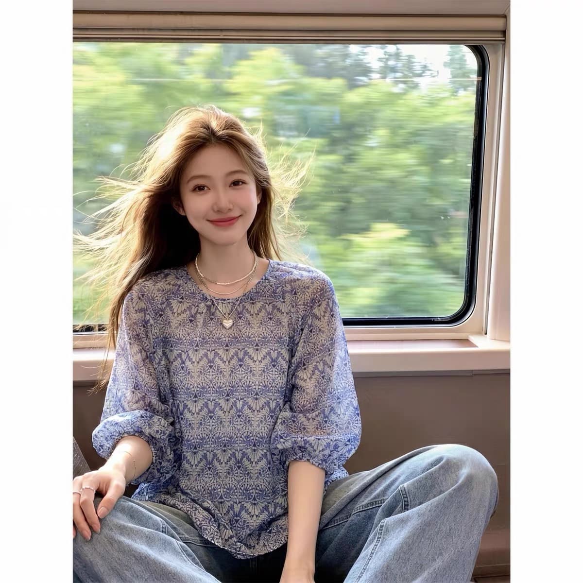 여름 드레스 새로운 레트로 꽃무늬 중간 소매 여성 셔츠 유럽 역 유럽 상품 여성 의류 디자인 센스 외국 가스 맨위 트렌디 상세 이미지 3