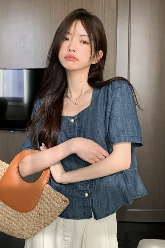 여름 드레스 새로운 외국 가스 다용도 패션 품격 연령 감소 루즈핏 디자인 센스 데님 셔츠 이미지 6