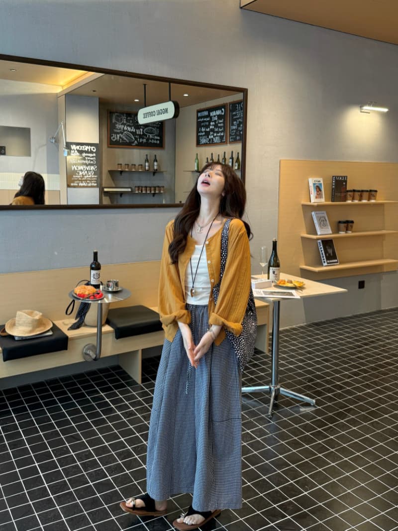 여름 드레스 새로운 한국 스타일 루즈핏 슬림해 보이는 다용도 체크무늬 와이드 레그 팬츠 스트레이트 9부 바지 캐주얼 바지 여성 상세 이미지 9