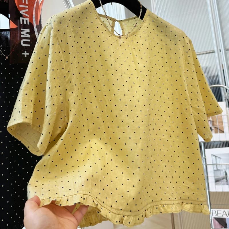 한 부서 슈퍼 화재 연령 감소 밑단 레이스 자수 스트라이프 반팔 여성 셔츠 작은 셔츠 Chic 매우 요정 ~ 중 맨위 상세 이미지 6