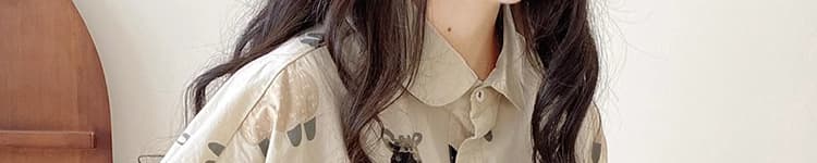 여름 드레스 새로운 베이비 칼라 셔츠 맨위 얇은 스타일 한국 스타일 하라주쿠 스타일 루즈핏 캐주얼 낙서 반팔 셔츠 상세 이미지 29