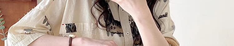 여름 드레스 새로운 베이비 칼라 셔츠 맨위 얇은 스타일 한국 스타일 하라주쿠 스타일 루즈핏 캐주얼 낙서 반팔 셔츠 상세 이미지 45