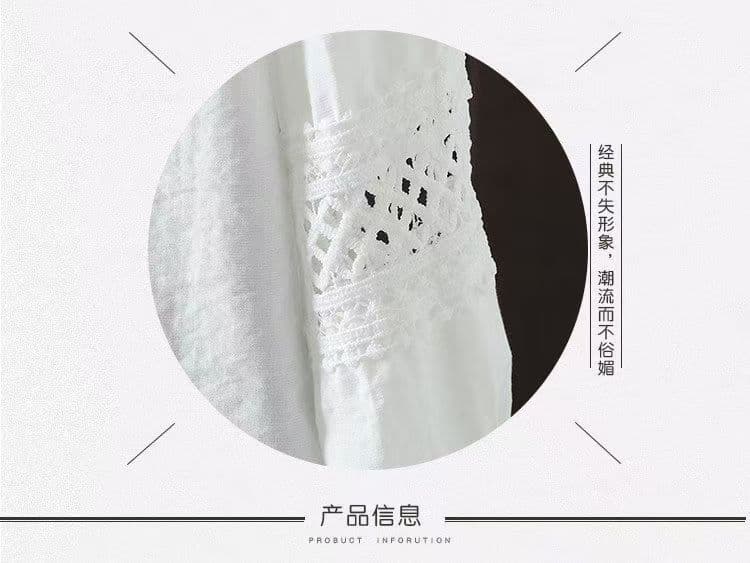 가을 의상 새로운 빅 사이즈 V넥 흰 셔츠 긴팔 고급 빛 럭셔리 센스 패치워크 맨위 루즈핏 캐주얼 셔츠 여성 상세 이미지 7