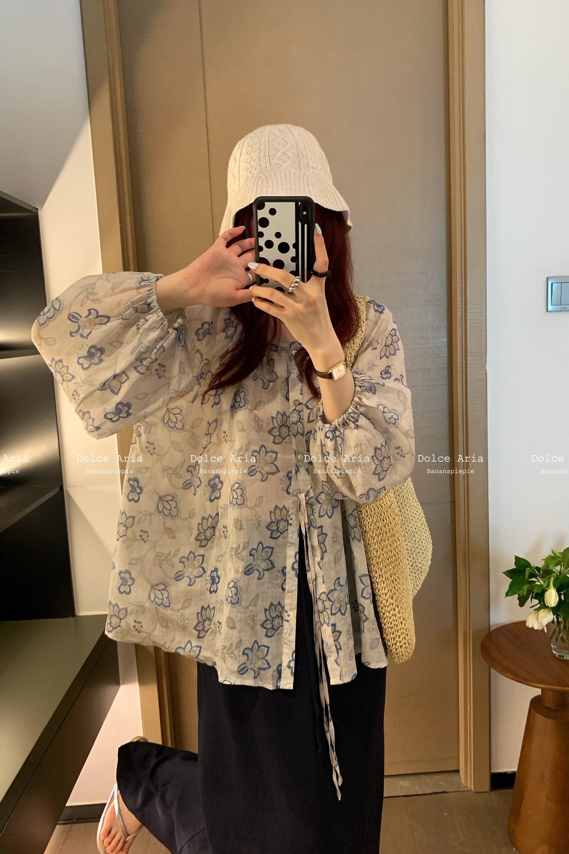 여름 드레스 새로운 면 린넨 블루스 꽃무늬 인형 셔츠 여성 거품 소매 펌프 로프 셔츠 루즈핏 얇은 스타일 맨위 이미지 6