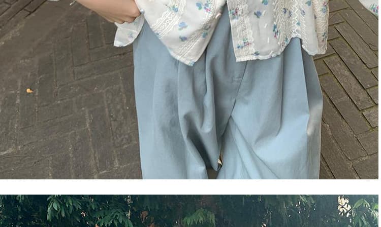 가을 의상 새로운 프랑스식 달콤함 거품 소매 꽃무늬 쉬폰 셔츠 부드러운 바람 레이스 자수 태양 보호 셔츠 상세 이미지 11