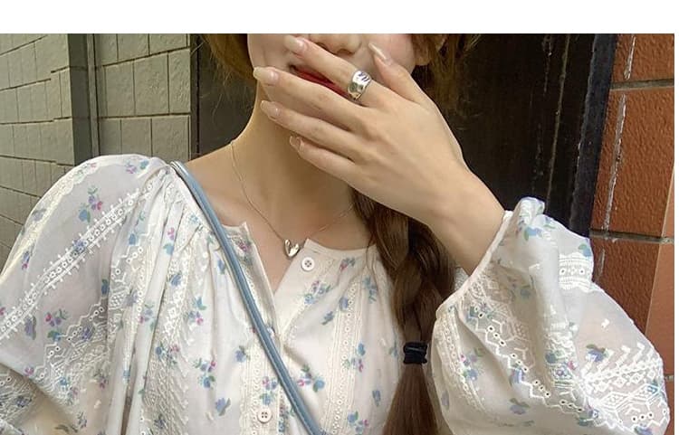 가을 의상 새로운 프랑스식 달콤함 거품 소매 꽃무늬 쉬폰 셔츠 부드러운 바람 레이스 자수 태양 보호 셔츠 상세 이미지 14