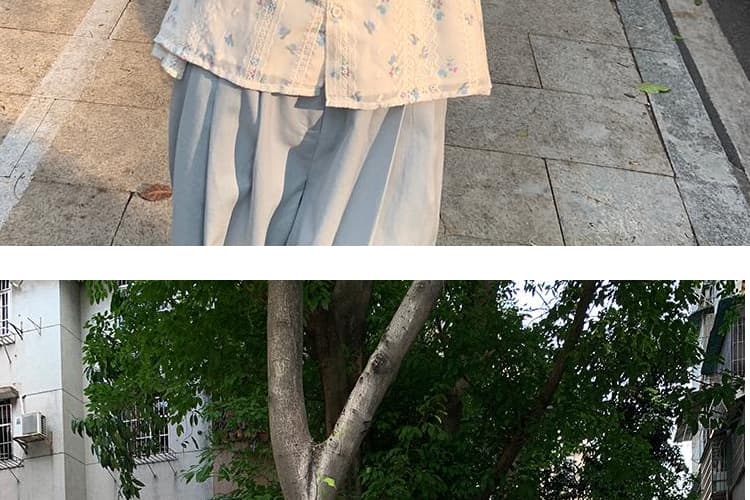 가을 의상 새로운 프랑스식 달콤함 거품 소매 꽃무늬 쉬폰 셔츠 부드러운 바람 레이스 자수 태양 보호 셔츠 상세 이미지 18