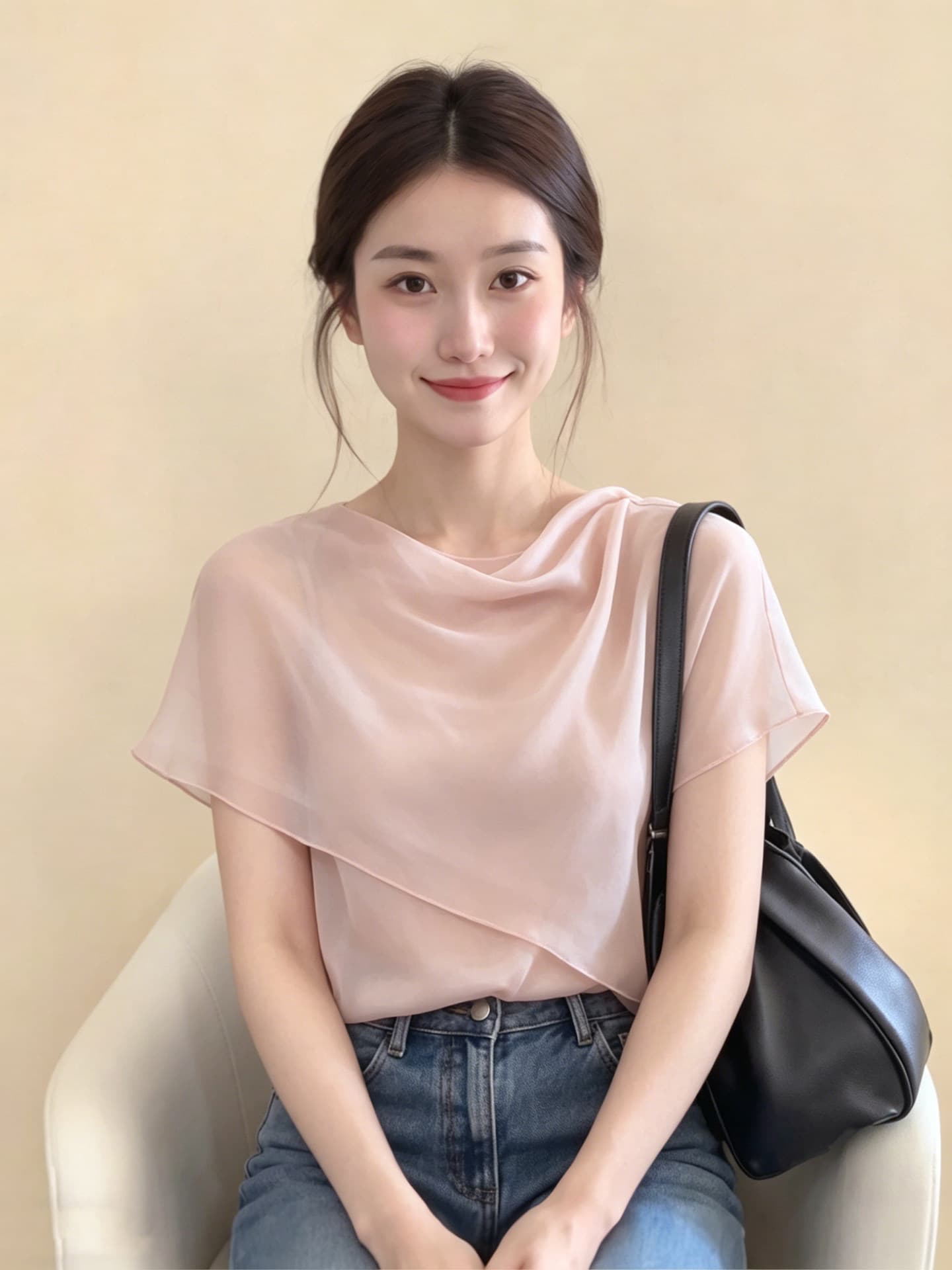 프랑스식 핑크색 흔들다 칼라 숄 반팔 여성 셔츠 여름 새로운 디자인 센스 자이언트 잘 생긴 ~ 중 품격 맨위 상세 이미지 3