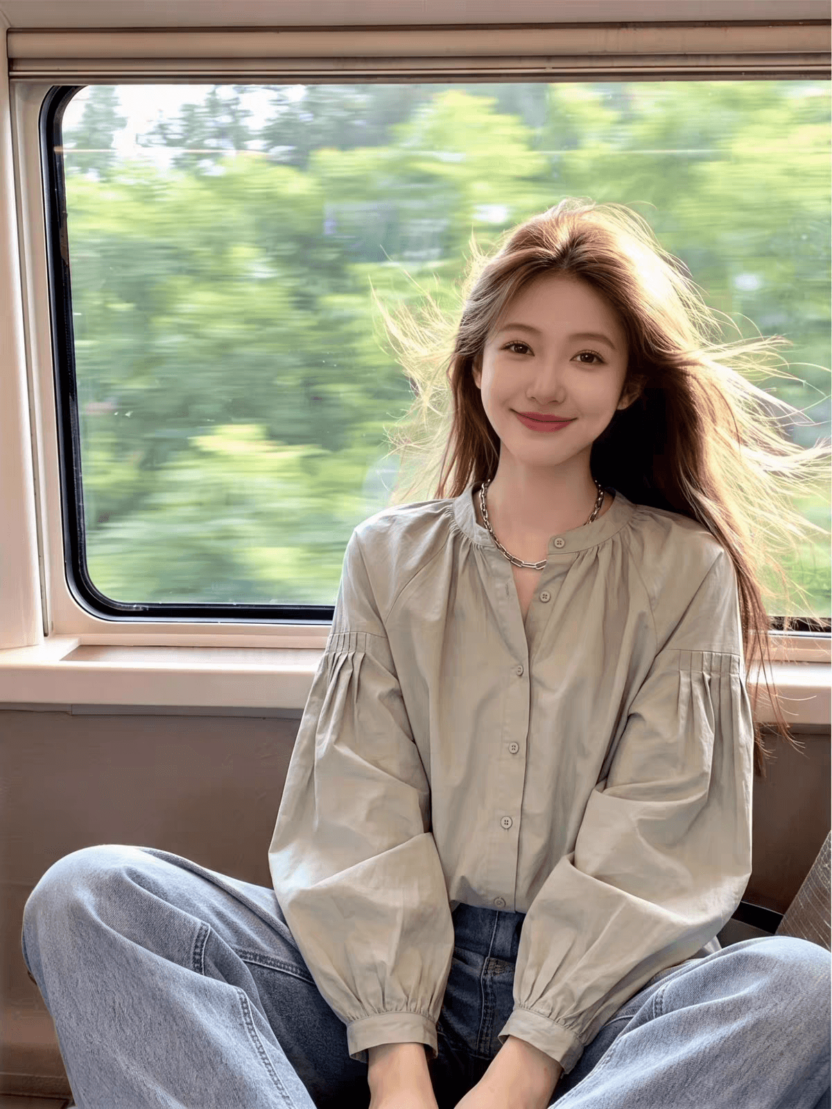 가을 의상 새로운 빅 사이즈 여성 의류 레트로 프랑스식 주름 거품 소매 루즈핏 셔츠 맨위 외국 가스 Chic 작은 셔츠 상세 이미지 3