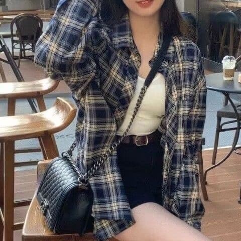 가을 의상 새로운 레트로 체크무늬 아메리칸 디자인 셔츠 루즈핏 느긋한 긴팔 셔츠 캐주얼 새로운 커플 맨위 이미지 2