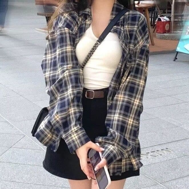 가을 의상 새로운 레트로 체크무늬 아메리칸 디자인 셔츠 루즈핏 느긋한 긴팔 셔츠 캐주얼 새로운 커플 맨위 상세 이미지 4