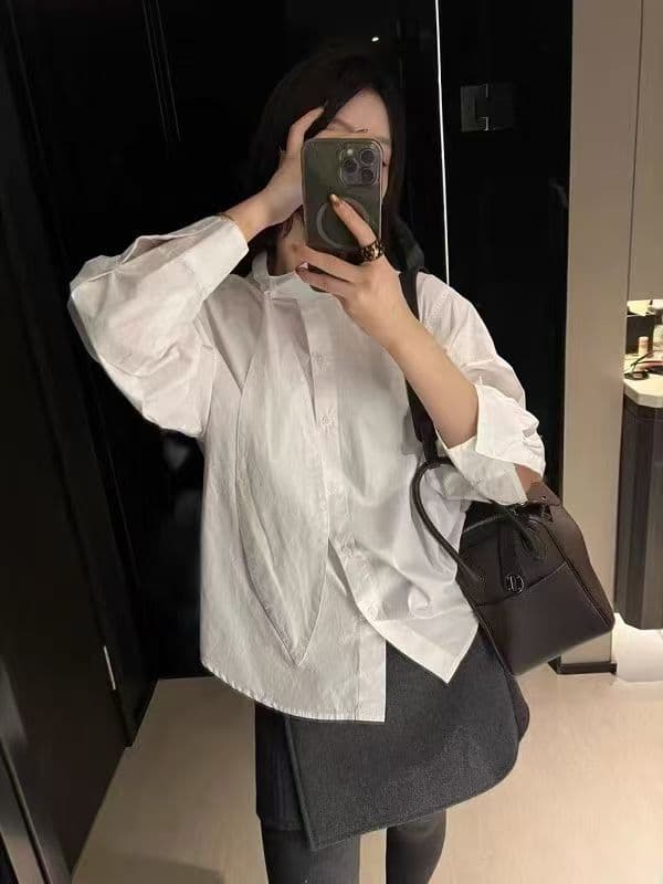 가을 의상 새로운 빅 사이즈 한국 고급 센스 파란색 스트라이프 셔츠 여성 긴 소매 루즈핏 외국 가스 슈퍼 잘 생긴 맨위 트렌디 상세 이미지 9